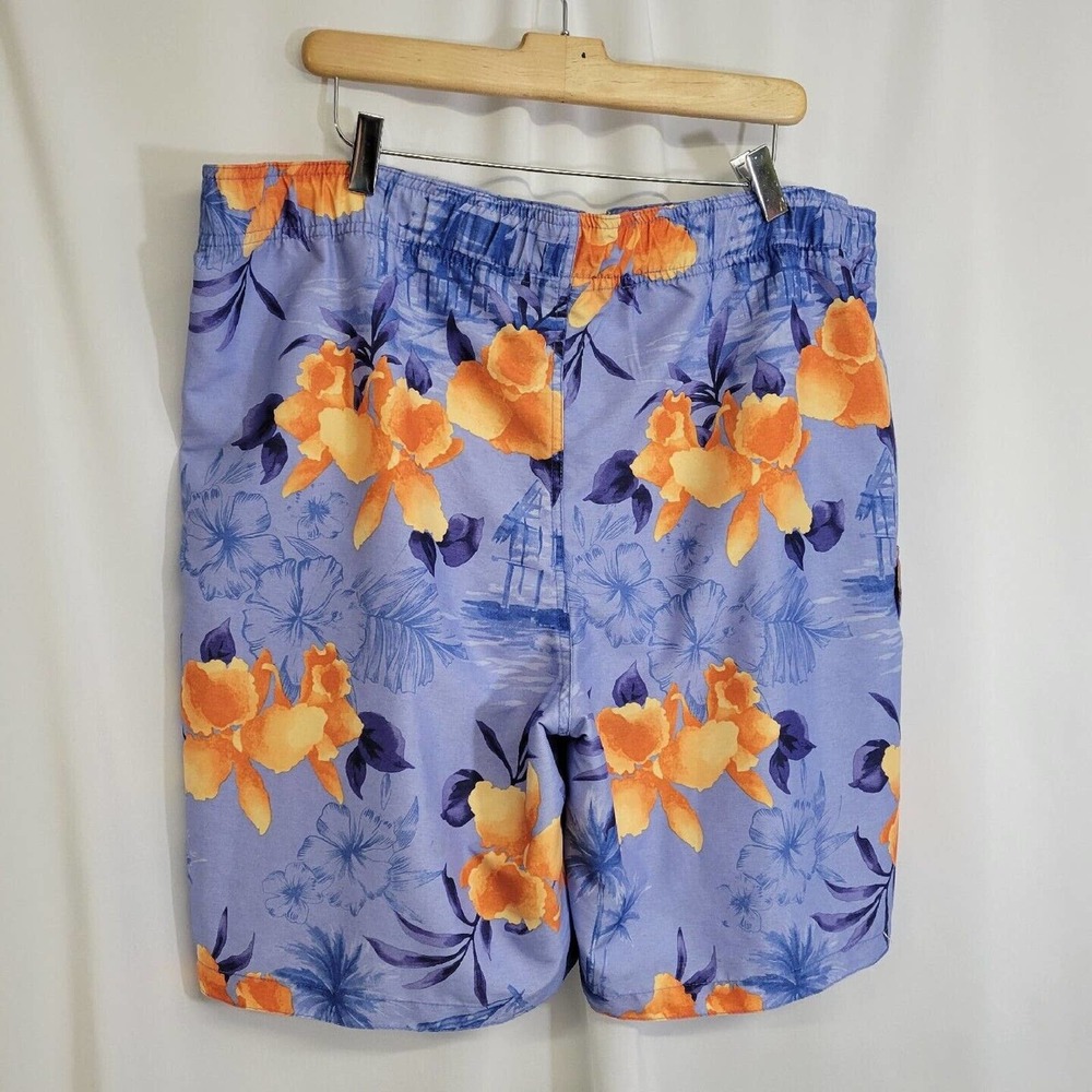 Panama Jack Blue & Orange Hawaiian Print Swim Trunks Size XL - Picture 4 of 5